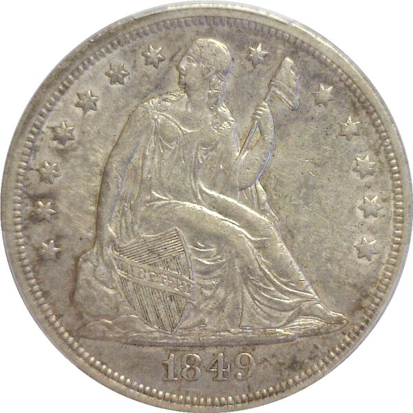 1849  Seated Liberty Dollar   -   PCGS. AU-55. - Image 2