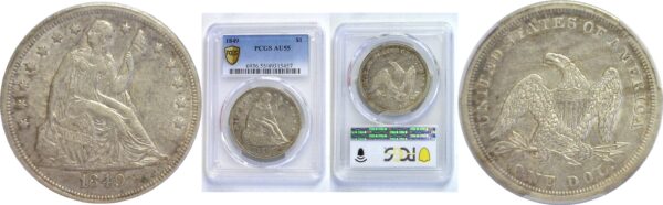 1849  Seated Liberty Dollar   -   PCGS. AU-55.