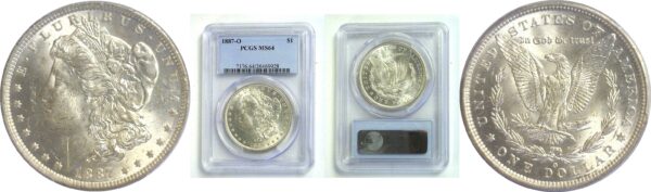 1887-O  Morgan Dollar.  -  PCGS MS-64.