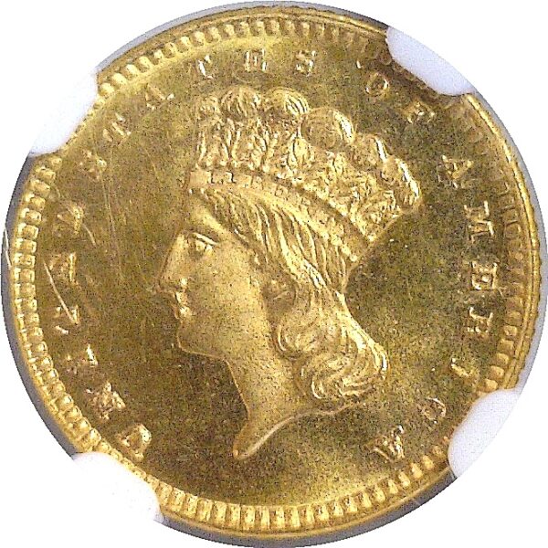 1877  One Dollar Gold Coin.  -  NGC. MS-65. PL. - Image 2