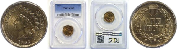 1863 Indian Head Cent  -  PCGS MS-65  CAC