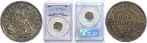 1838.  Seated Liberty Dime.   -   PCGS. AU-55.