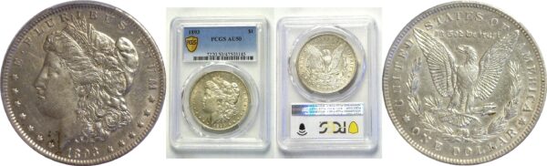 1893.  Morgan Dollar.  -  PCGS. AU-50.