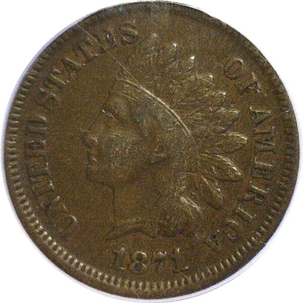 1871 Indian Head Cent  -  PCGS VF-35 - Image 2