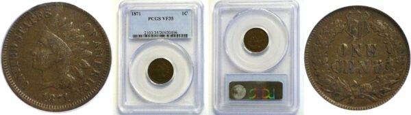 1871 Indian Head Cent  -  PCGS VF-35