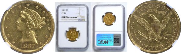 1887 $5 Liberty. -  NGC PR-61