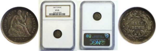 1867-S Seated Liberty Half Dime  -  NGC VF-25