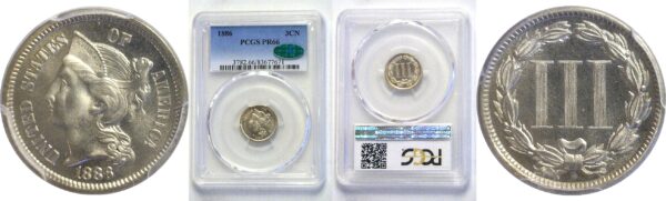 1886 Nickel Three Cent. -  PCGS. PR-66. CAC