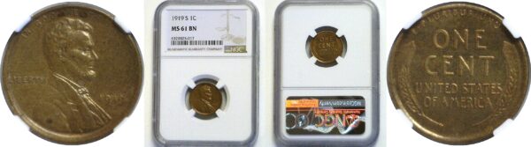 1919-S Lincoln Cent  -  NGC MS-61 BN