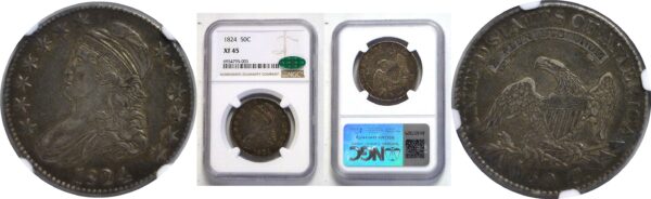 1824 Bust Half Dollar  -  NGC XF-45  CAC