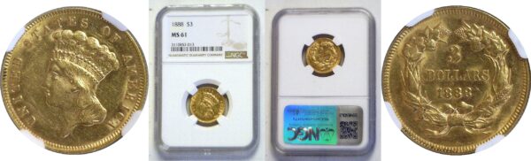 1888 $3 Princess.   -   NGC MS-61