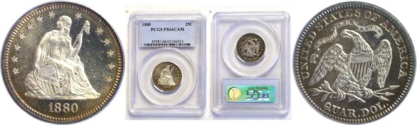 1880 Seated Liberty Quarter.  -   PCGS PR-66 CAM