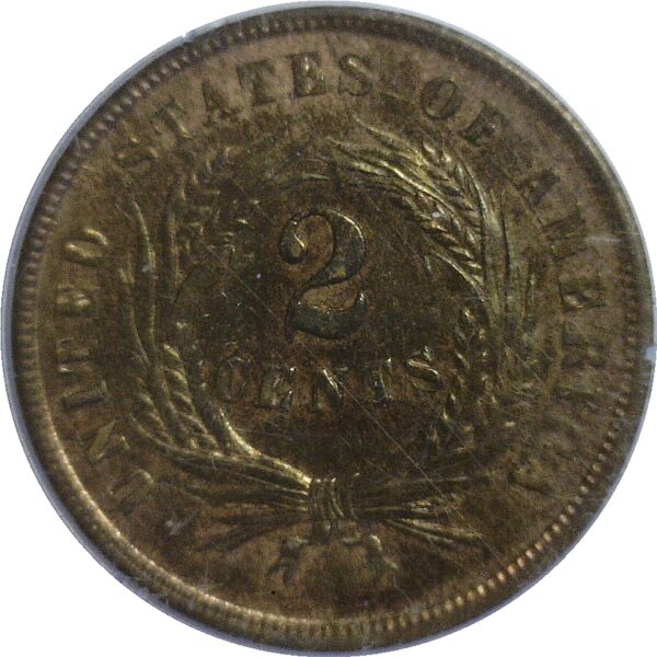 1864 Small Motto. Two Cent Piece.   -   PCGS MS-64 RB. CAC - Image 3