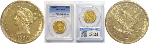 1880-CC $10 Liberty  -  PCGS AU-55