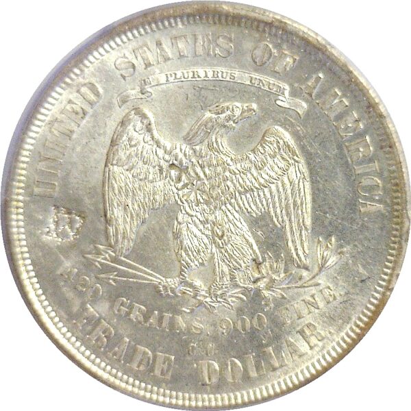 1874-CC Trade Dollar  -  PCGS AU-58  Chop Mark - Image 3