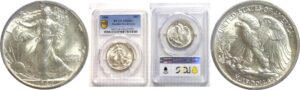 1946 Doubled Die Reverse. Walking Liberty Half Dollar.  -  PCGS MS-66+.