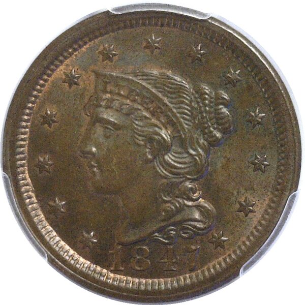 1847 Large Cent.   -   PCGS MS-64 BN - Image 2