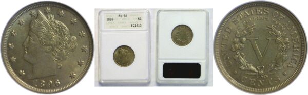 1896 Liberty Nickel  -  ANACS AU-58