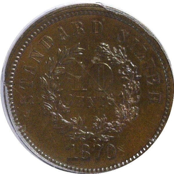 1870  Pattern Dime. J-858.  -  PCGS PR-65. BN.   CAC - Image 3