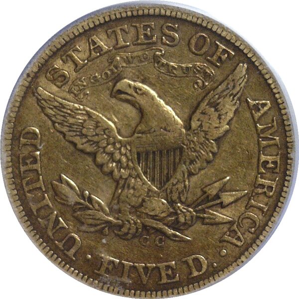 1870-CC $5 Liberty.   -    PCGS VF-30  CAC - Image 3