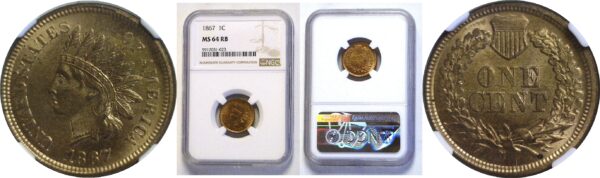 1867  Indian Head Cent.  -  NGC MS-64. RB.