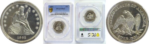 1862 Seated Liberty Quarter  -  PCGS PR-62