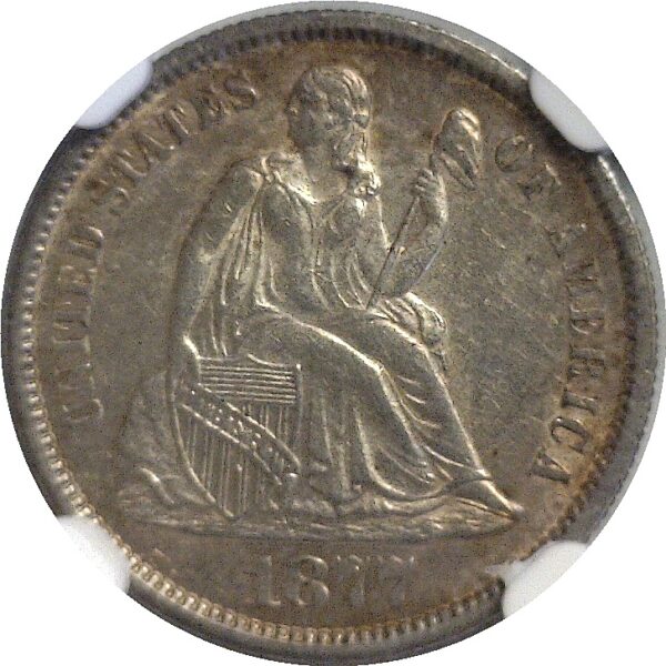 1877-S Seated Liberty Dime  -  NGC AU-58 - Image 2