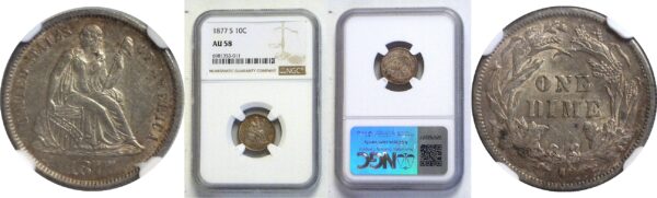 1877-S Seated Liberty Dime  -  NGC AU-58