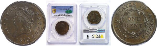 1810.  Large Cent.   -  PCGS. MS-64+. BN. CAC
