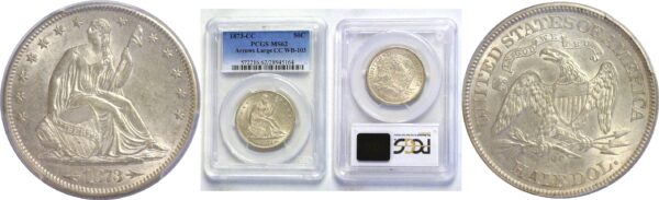 1873-CC .  Seated Liberty Half Dollar.  -  PCGS. MS-62.