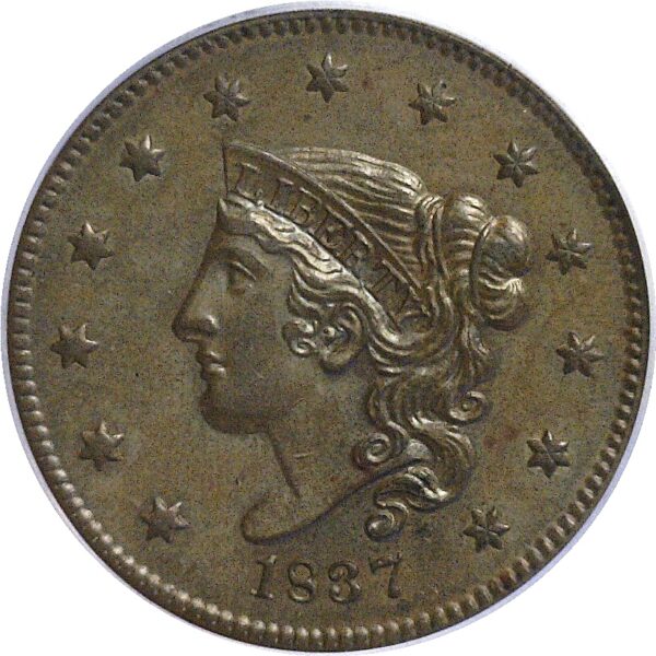1837 Large Cent.   -   PCGS AU-58 - Image 2