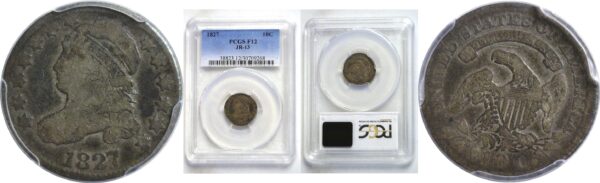 1827 Bust Dime.  -  PCGS F-12.