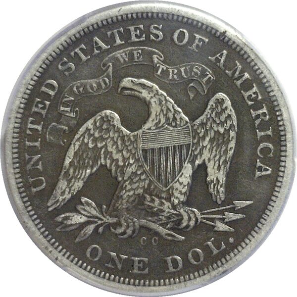 1870-CC .  Seated Liberty Dollar.  -  PCGS. F-15. - Image 3