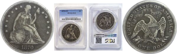 1870-CC .  Seated Liberty Dollar.  -  PCGS. F-15.