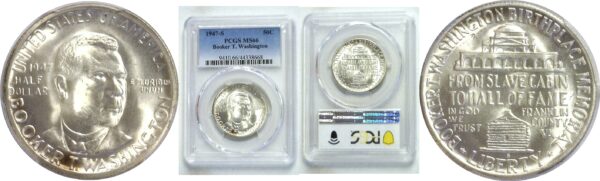 1947-S  Booker T. Washington Commemorative Half Dollar.  -   PCGS MS-66.