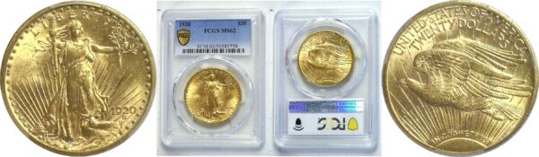 1920 $20 St. Gaudens.  -   PCGS MS-62