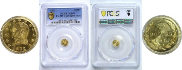 1872 25c California Fractional Gold. BG-818.  -  PCGS MS-66