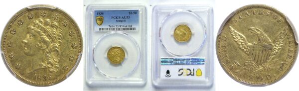 1836 $2 1/2 Classic   -   PCGS AU-53