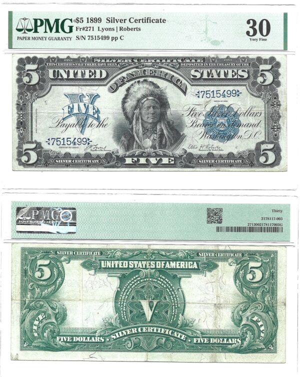 1899 $5 Silver Certificate Fr-271 PMG VF-30