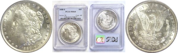 1888-S  Morgan Dollar.  -  PCGS MS-64.