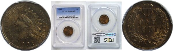 1902.  Indian Head Cent.  -  PCGS. MS-64. RB.