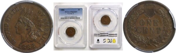 1886 T-1.  Indian Head Cent.  -  PCGS. PR-62. BN.