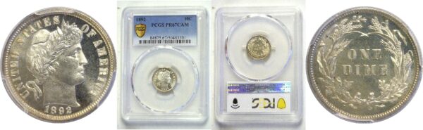 1892 Barber Dime.  -   PCGS PR-67 CAM