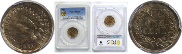 1863.  Indian Head Cent.  -  PCGS. MS-63.