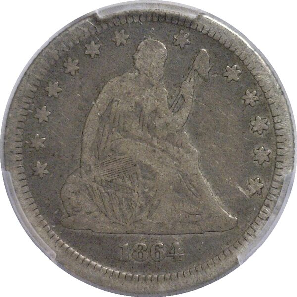 1864 Seated Liberty Quarter  -  PCGS VG-10 - Image 2