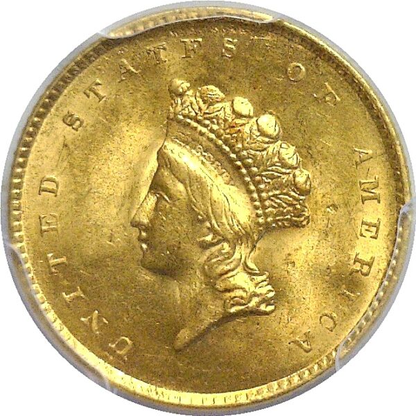 1855.  One Dollar Gold Coin.  -  PCGS. MS-64+. - Image 2