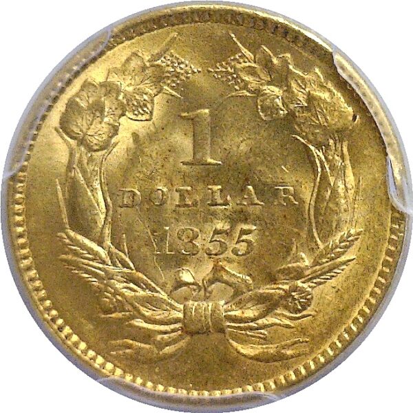 1855.  One Dollar Gold Coin.  -  PCGS. MS-64+. - Image 3