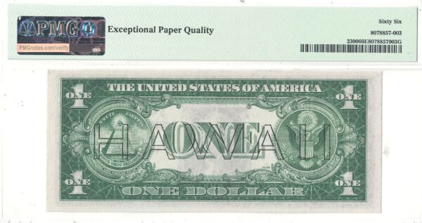 1935-A $1 Hawaii Overprint Silver Certificate PMG 66 EPQ Fr 2300 - Image 3