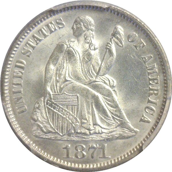 1871 Seated Liberty Dime.  -   PCGS MS-66 - Image 2