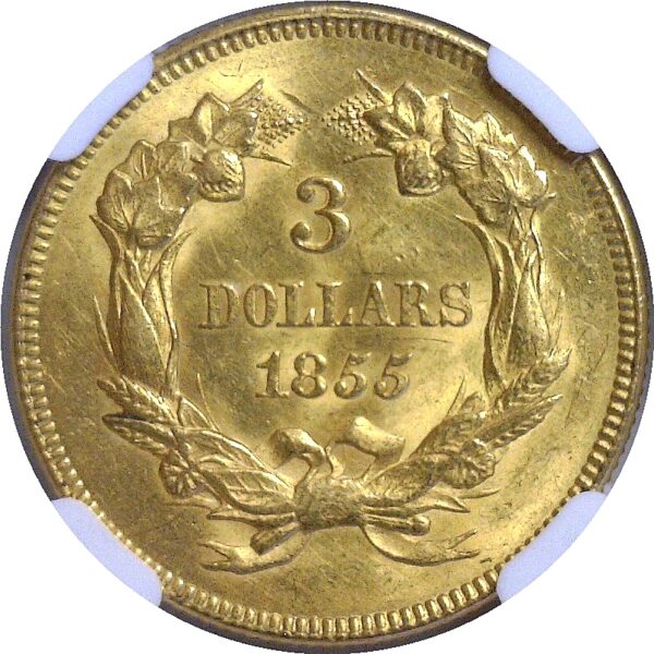 1855.  $3 Princess  -  NGC. MS-61. - Image 3